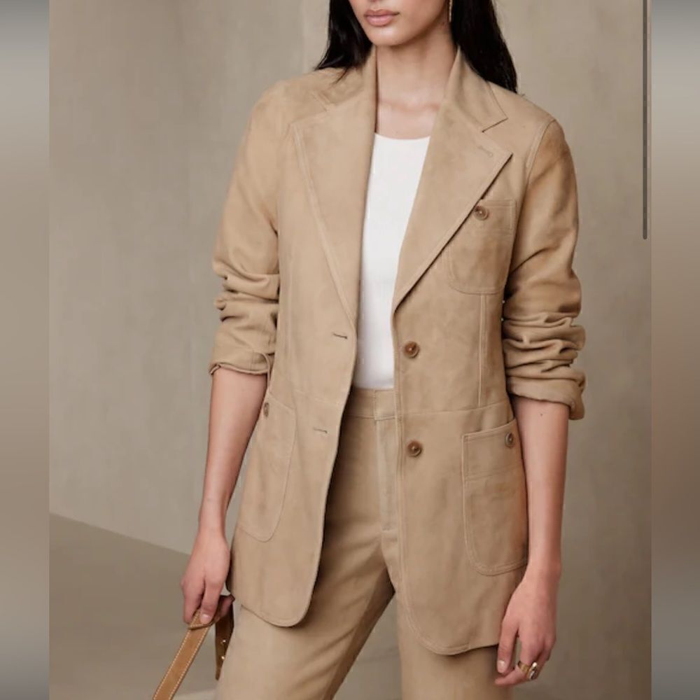 NWT Banana Republic HERITAGE BRIAR SUEDE BLAZER Size 6 Light Khacki